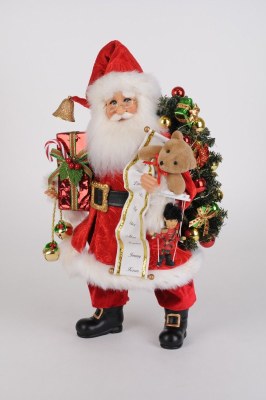 17" LED Red Santa Holding a Teddy Bear