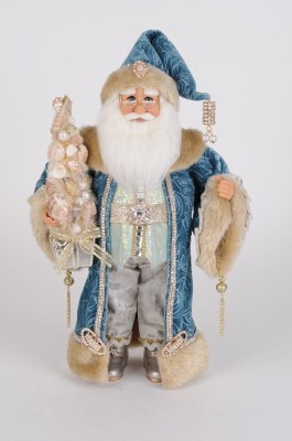 17" Blue Santa With a Seashell Tree