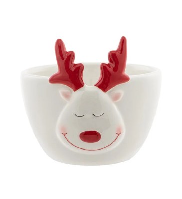 3" Red and White Cermaic Deer Pot