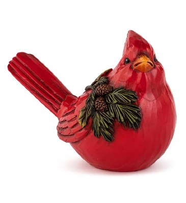 5" Polyresin Cardinal With Pine on it's Back