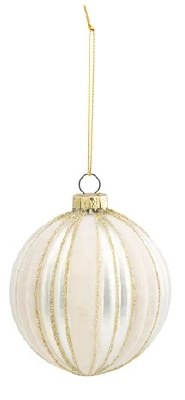3" White and Gold Glass Ball Ornament