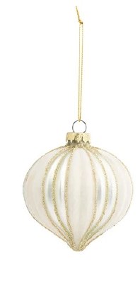 3" White and Gold Glass Onion Ornament