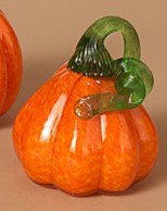 3" Teardrop Glass Orange Pumpkin