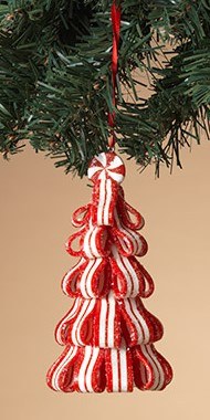 5" Red and White Thick Stripe Candy Cane Tree Ornament