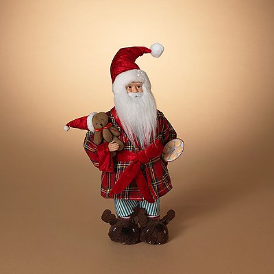 18" Santa Wearing a Plaid Robe