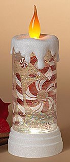 10" LED Large Candy Canes Swirl Candle