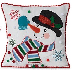 16" Sq Snowman Face Decorative Christmas Pillow