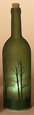 12" LED Green Bottle With a Deer