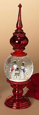 16" LED Snowman Family in a Glitter Finial