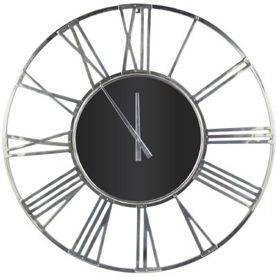 50" Round Silver Metal Openwork Wall Clock