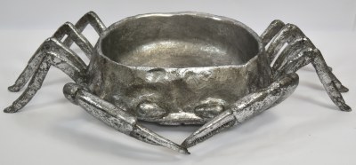 30" Silver Painted Wood Crab Bucket
