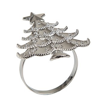 3" Silver Christmas Tree Napkin Ring