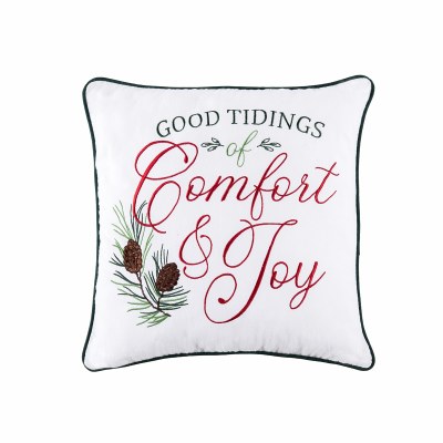 18" Sq "Comfort & Joy" Decorative Christmas Pillow