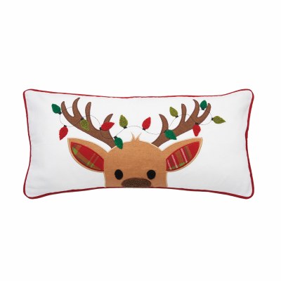 12" x 24" Reindeer with Christmas Lights Decorative Pillow