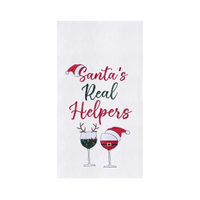 27" x 18" "Santa's Real Helpers" Flour Sack Kitchen Towel