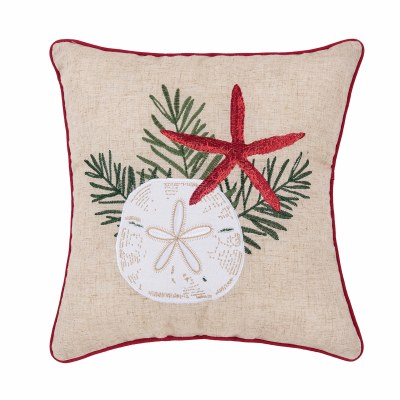 16" Sq Christmas Sand Dollar Decorative Pillow