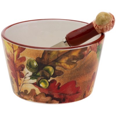 5" Fall Leaves Dip Bowl and Spreader