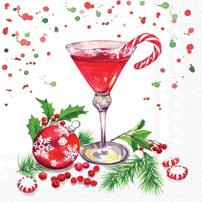 5" Square Christmas Martini Beverage Napkins