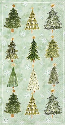 9" x 5" Tiny Green Trees Guest Towels