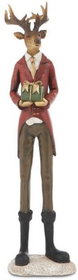 13" Multicolor Reindeer Holding a Gift