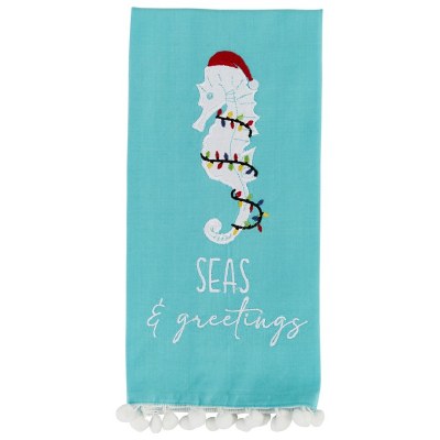 26" x 18" "Seas & Greetings" Christmas Seahorse Kitchen Towel