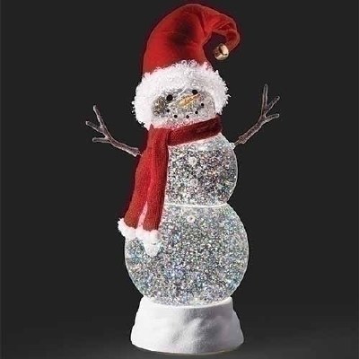 12" LED Clear and Red Swirl Snowman