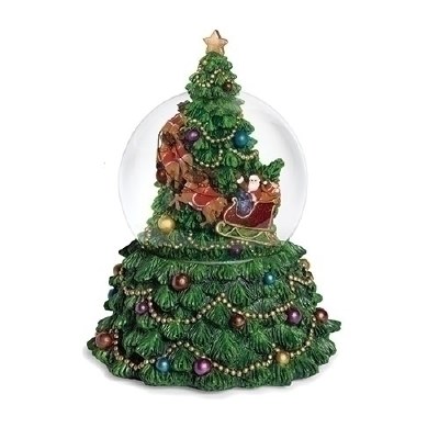 8" Santa and a Christmas Tree Musical Globe