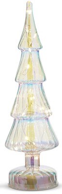 13" LED Clear Iridescent Glass Tree