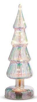 11" LED Clear Iridescent Glass Tree