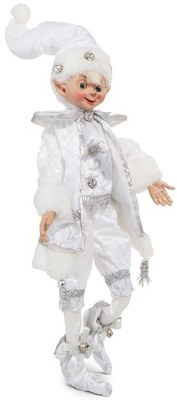 16" White and Silver Elf Wearing a Jacket