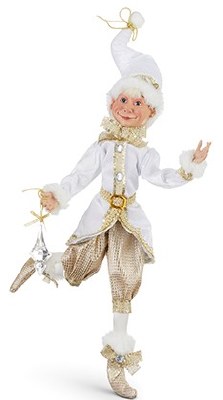 16" White and Gold Elf Wearing a Jacket