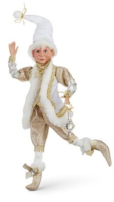 16" White and Gold Elf Wearing a Vest