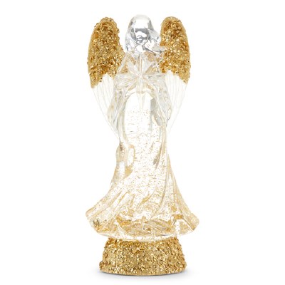 13" LED Clear and Gold Glitter Swirl Angel