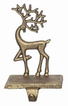 8" Gold Deer With Antlers in the Center Stocking Holder