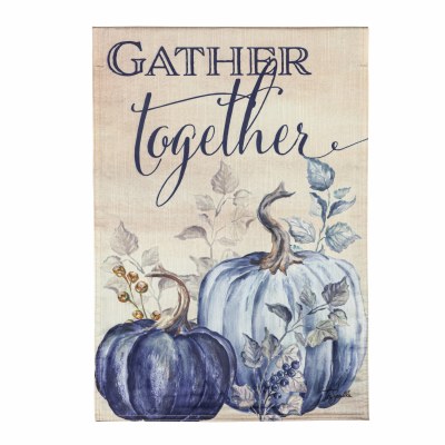 18" x 13" "Gather Together" Blue Pumpkins Mini Garden Flag