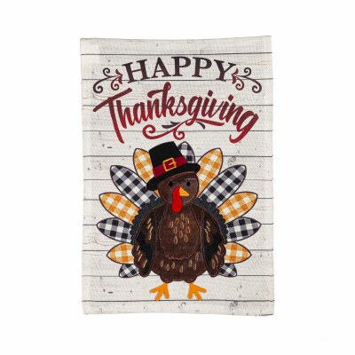 18" x 13" "Happy Thanksgiving" Pilgrim Turkey Mini Garden Flag