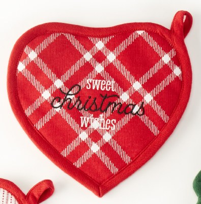 7" "Sweet Christmas Wishes" Heart Shaped Pot Holder
