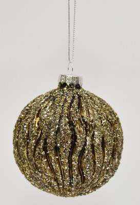 3" Bronze Squiggle Glass Ball Ornament