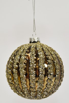 3" Bronze Stripe Glass Ball Ornament