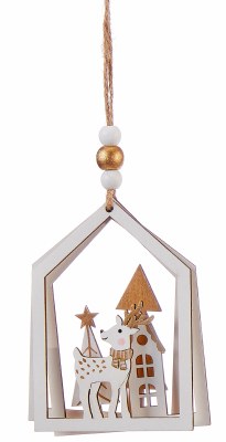 8" White and Gold Deer With Head Backward Ornament