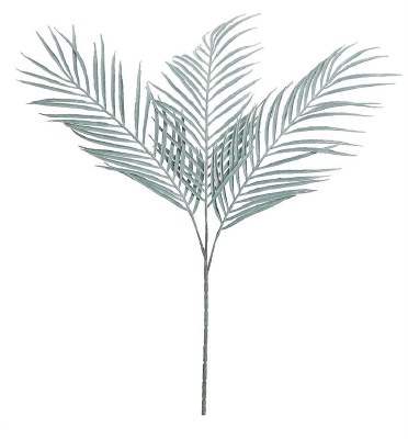 27" Faux Blue and Gray Triple Palm Frond
