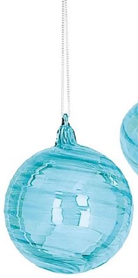 4" Blue Swirl Glass Ball Ornament