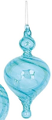 7" Blue Swirl Glass Finial Ornament