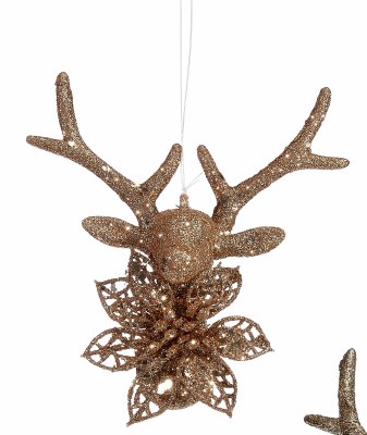 6" Gold Deer Head Ornament