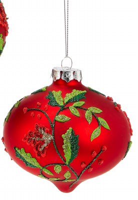4" Green Vine on Red Onion Ornament