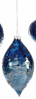 6" Dark Blue Sparkle Swirl Diamond Ornament