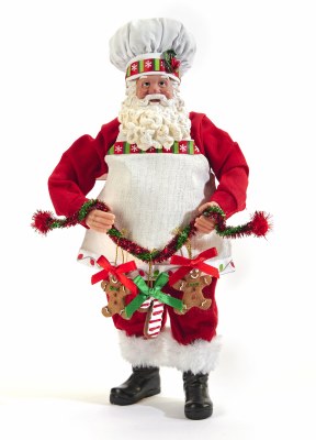 11" Red Santa Holding Cookies Statue