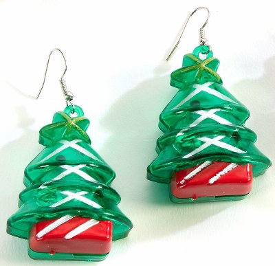 2" LED Christmas Tree Earrings