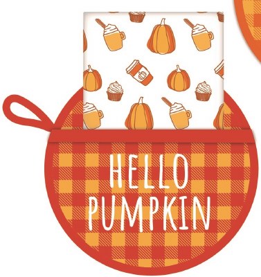 9" Round "Hello Pumpkin" Pot Holder With Kitchen Towel
