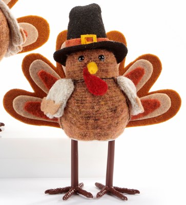 7" Mulitcolor and Brown Fabric Turkey